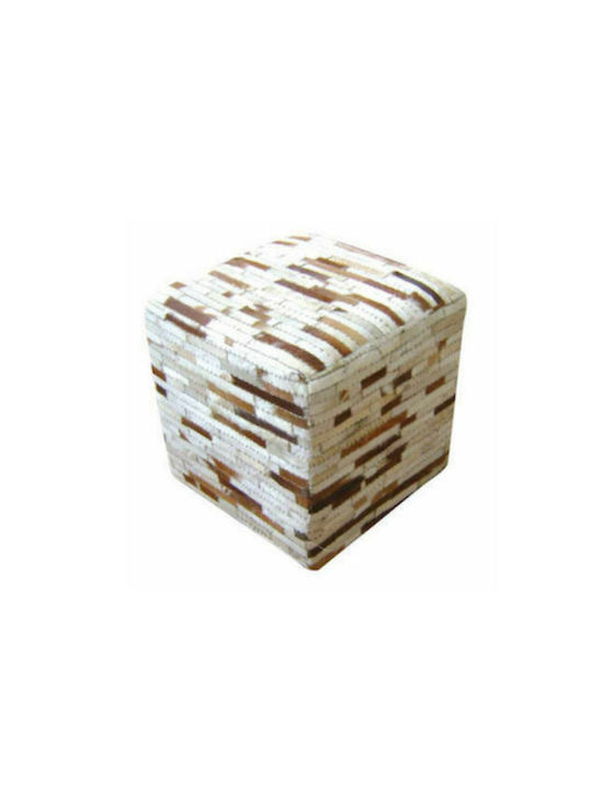 Pouf Stool Bean Bag Chairs & Poofs Jgs S.a Leather White Brown Kb-89 Stool Stool-102 45x45x45cm