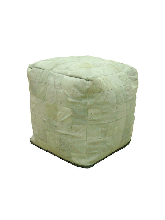 Pouf Scaun Fotolii Puf Jgs S.a Din Piele Alb Kb-415 Bean Bag Stool-109 40x40x40cm