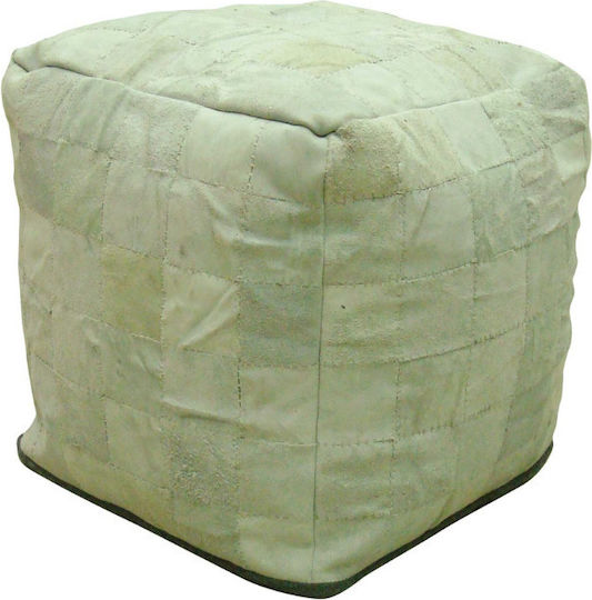 Pouf Σκαμπο Πουφ Jgs S.a Δερμάτινο Λευκό Kb-415 Bean Bag Stool-109 40x40x40cm