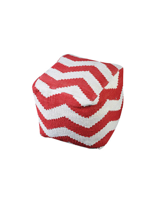 Pouf Hocker Pouf Jgs S.a Elfenbein Mit Rotem Chevron Pouf Hocker-226 40x40x40cm