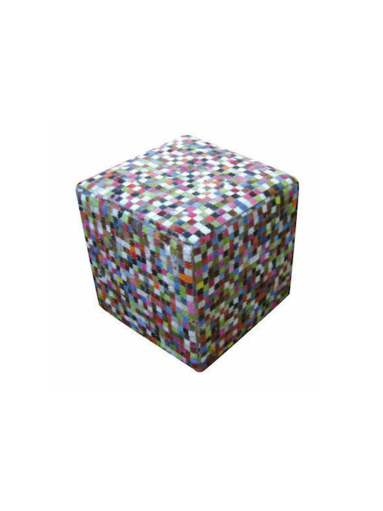 Pouf Σκαμπο Πουφ Jgs S.a Δερμάτινο Πολύχρωμο Kb-162 Stool Stool-090 45x45x45cm