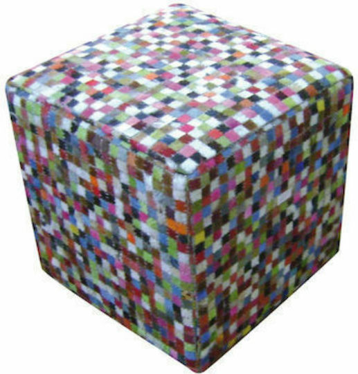 Pouf Σκαμπο Πουφ Jgs S.a Δερμάτινο Πολύχρωμο Kb-162 Stool Stool-090 45x45x45cm