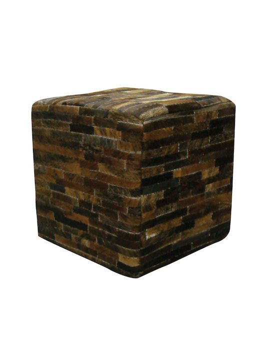 Pouf Σκαμπο Πουφ Jgs S.a Δερμάτινο Medium Exotic Kb-89 Stool Stool-088 40x40x40cm