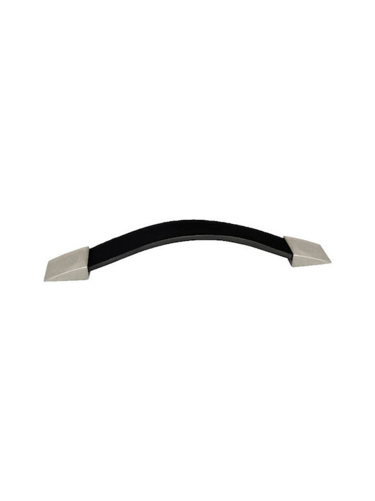 Mâner Mobilier Viometale 05.81 Nichel – Piele Neagră 96mm