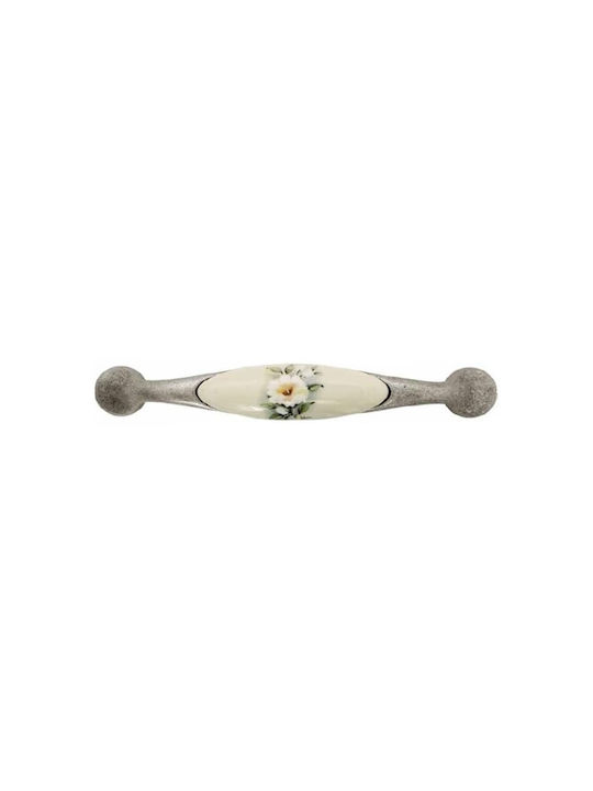 Handle Giusti Porcelain Green Flower Old Silver 233-54m011215g