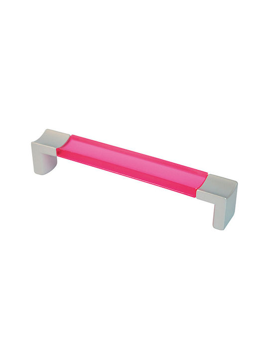 Mâner Marm Fuchsia Magenta Bază Nichel Mat 96mm