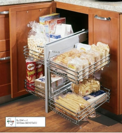 Kitchen Mechanism Lemi Magic Corner Mitre Brake Door 45cm Left Opening 238-462asbblsx Depth 500mm