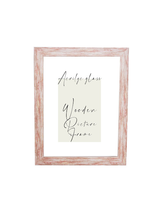 Wooden Wall Photo Frame Puzzle Poster White Brushstrokes Tile Pink Glass Acrylic K270/34 Photo 60cmx80cm