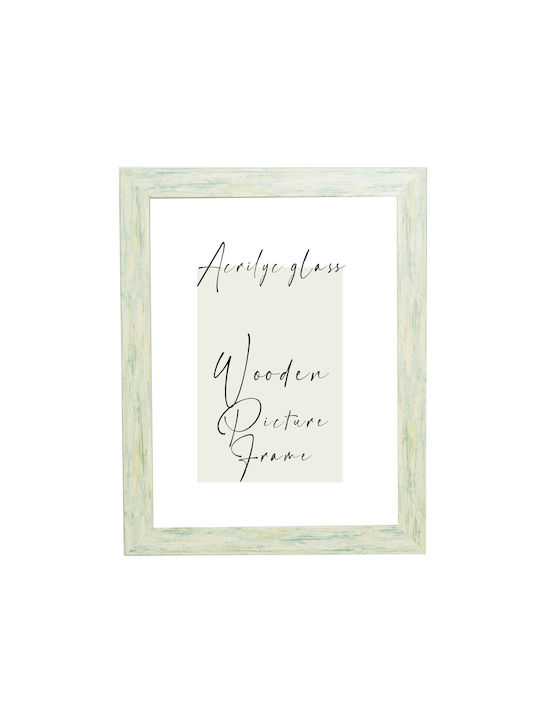 Wooden Wall Photo Frame Puzzle Poster White Brushstrokes Turquoise Acrylic Glass K270/38 Photo 40cmx60cm