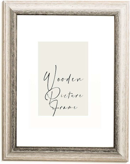 Wooden Wall Photo Frame Puzzle Poster White-Brown Aging Marks Acrylic Glass K103-267 Photo 40cmx60cm