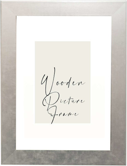 Wooden Wall Photo Frame Photo Puzzle Poster Silver Matte Brushstrokes Acrylic Glass K1061/2 Photo 60cmx80cm