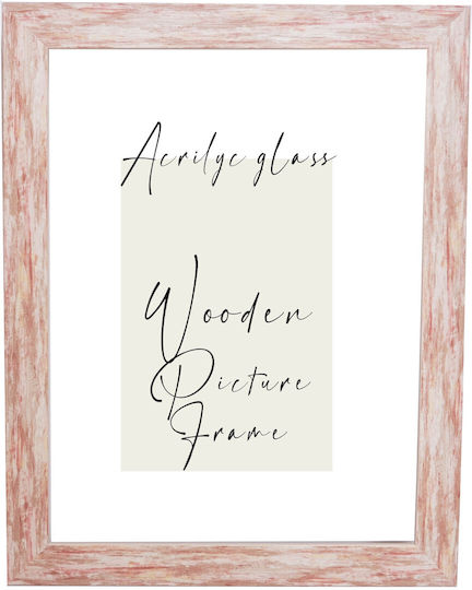 Wooden Wall Photo Frame Puzzle Poster White Brushstrokes Tile Pink Glass Acrylic K270/34 Photo 40cmx50cm