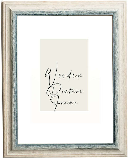 Wooden Wall Photo Frame Puzzle Poster White Blue Aging Marks Acrylic Glass K103-298 Photo 70cmx100cm