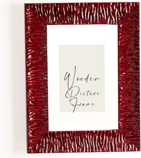 Wooden Wall Photo Frame Dark Burgundy Embossed Grain Matte Glass K4005-34 Photo 20cmx30cm
