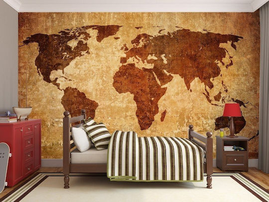 Wall Photo Wallpaper World Map Brown Shades Embossed 450x270cm