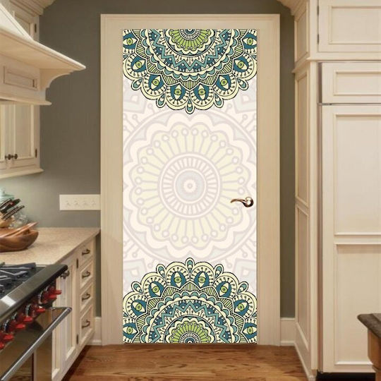 Стикер Врата Mandala Зелен Черен 70x210см