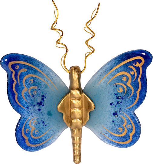 Wanddekoration Schmetterling Glas 15x17 Iris Blau