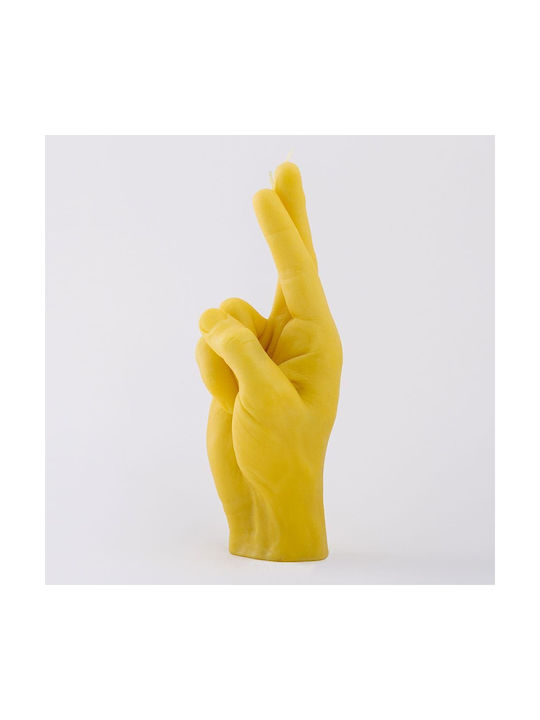 Crossed Fingers Kerze 22x9x8 Gelbe Handparaffin Kerze