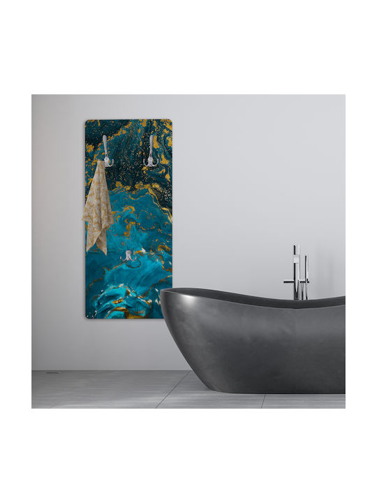 Εικαστική Κρεμάστρα Blue Golden Shades 40x90cm 16mm Uv Εκτύπωση Κρεμάστρα Νίκελ Κόντρα Πλακέ Θαλάσσης