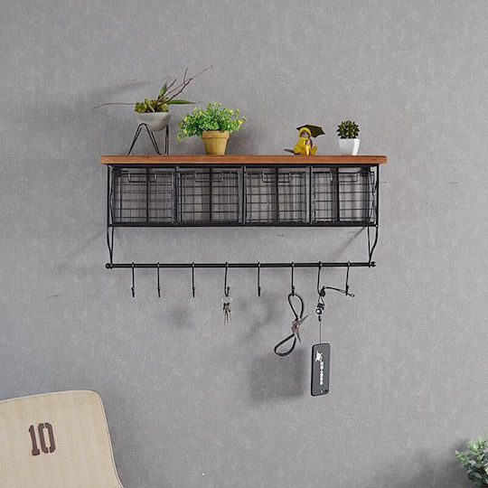 Dreamhouse Επιτοίχια Κρεμάστρα Vintage Ξύλινο Ράφι 84 Cm