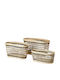 Wicker Baskets Set 3 Pieces Collect Black Natural 28x12x12 32x13x18 36x14x20cm