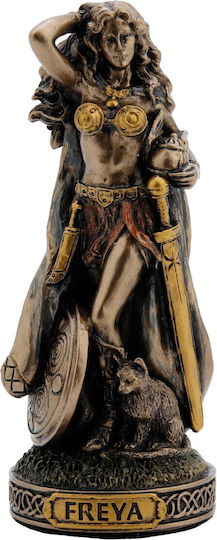 Freya Skandinavische Göttin Miniatur Statuette aus Veronese Bronze