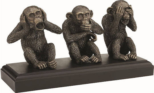 Trei Maimuțe Înțelepte Statuetă Electroliță Bronz Veronese 13cm X 26cm