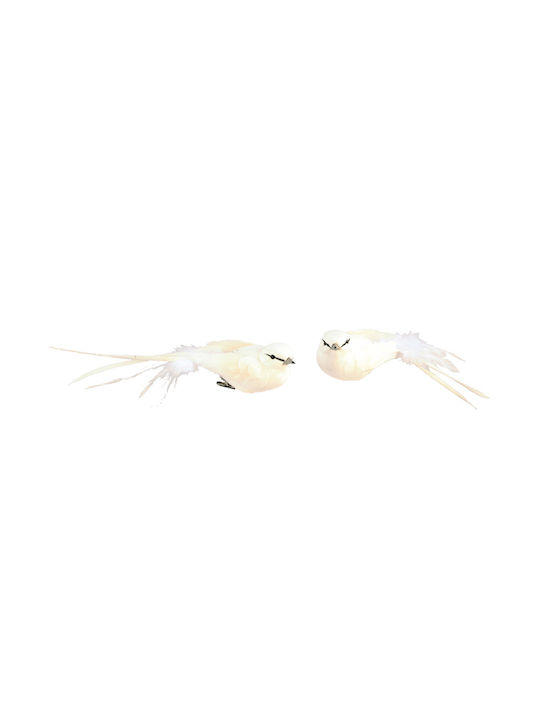 Set 2 Pieces Decorative Birds Long Tail Clip White 4x18cm 157.024.0053.02