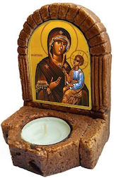 Holy Mary Gorgoepikoos Icon – Ceramic Icon Stand Candle Holder Resin 11cm