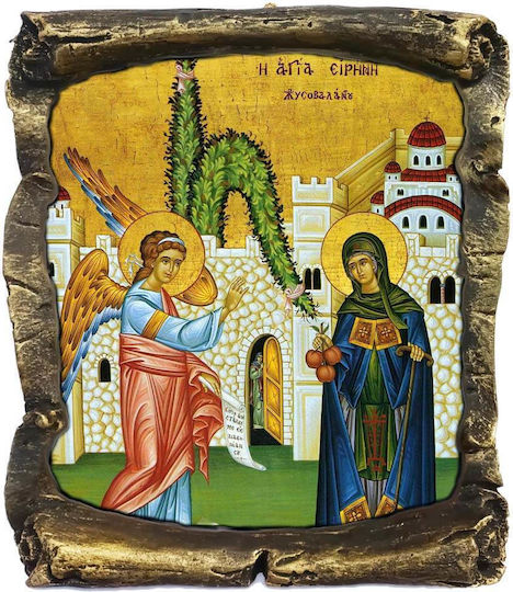 Heilige Irini Chrysovalantou Schwarze Keramik Papyros 20cm