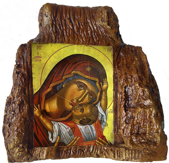 Icon of Panagia Kardiotissa Table Artificial Stone 14cm