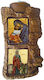Heilige Maria Eleousa & Heilige Marina Diptich Keramik Kerzenhalter Reso 17cm