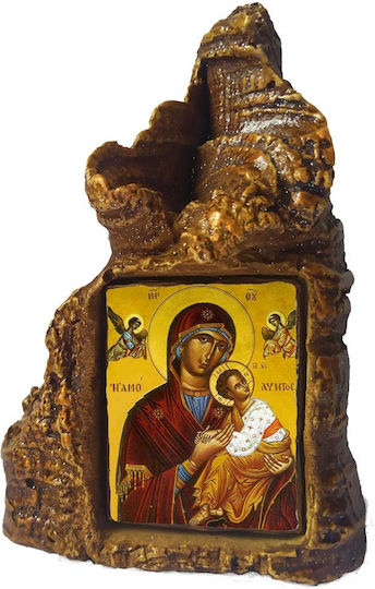 Икона на Дева Мария Аμόлунтос – Керамично Табличка с форма на сърце 14cm