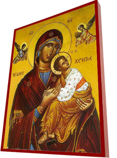 Holy Mary Amolyntos – Classic Byzantine Saint Icon in Terracotta Red with 19cm Width
