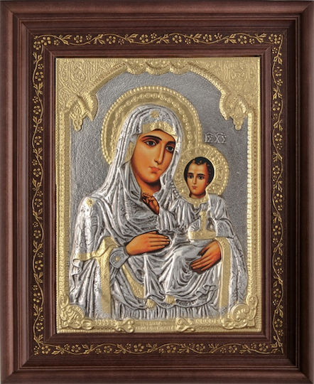 Heiligenikone "Heilige Maria Jerusalem" Silberblatt 925 Lokale Vergoldung Code 1001 26x32