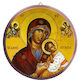 Heilige Maria Amolyntos Runde Keramik Heiligenikone Wandbild Bronze 12cm
