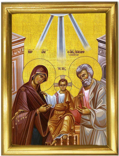 Holy Family Wooden Luxury Icon Gold Leaf 22cm
