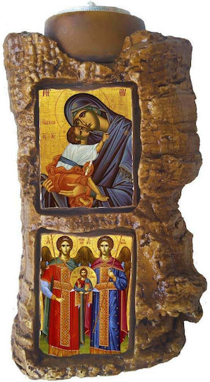 Heilige Maria Eleeusa & Erzengel Michael Gabriel Diptich Keramisches Kandelaber Reso 17cm