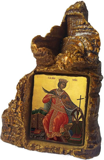 Heiligenikone der Heiligen Katharina – Tischplatte in Herzform 14cm