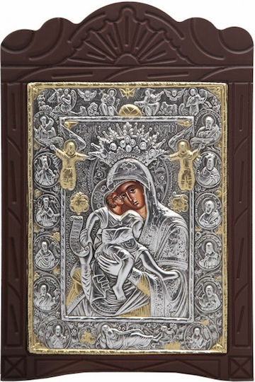 Wood Carving "Axion Esti" Silver Leaf Cover 925 Local Gold Plating Code 203 15x23