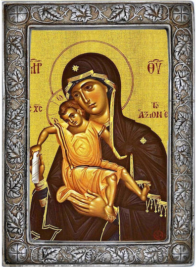 Our Lady Axion Esti – Silver Plated Church Frame Icon 24cm