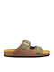 Beta Leder Flache Sandalen Für Damen Braun / Grün