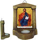 Jesus Christ Savior of the World Stone Icon Stand Wall & Base Reso 16cm x 11.5cm