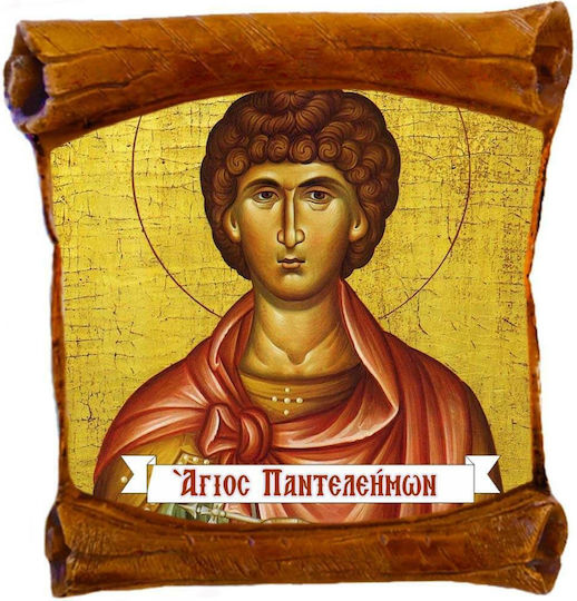 Свещени изображения Свети Пантелеймон Монтирана на стена или на маса Керамично Папирус 18см