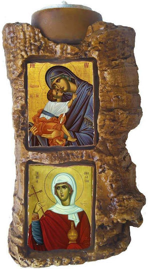 Heilige Maria Eleusa & Heilige Anastasia Diptich Keramik Kerzenhalter Reso 17cm