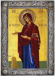 Holy Mary Gerontissa – Silver Plated Ecclesiastical Icon with Frame 24cm