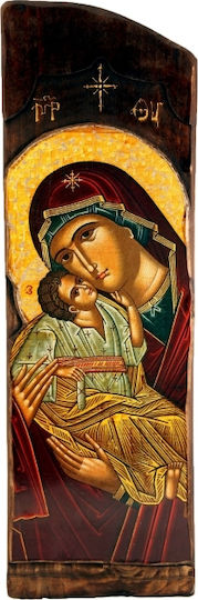 Icoană din Lemn N4 Fecioara Maria & Iisus Hristos 85x25 Cm