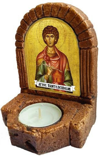 Icoană Sfântul Pantelimon – Ceramică Eikonostasi Candelabru Resso 11cm