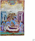 Wooden Saint Icon of Mixed Technique Natural Trunk 22.5 x 16.0cm The Dormition of Theotokos