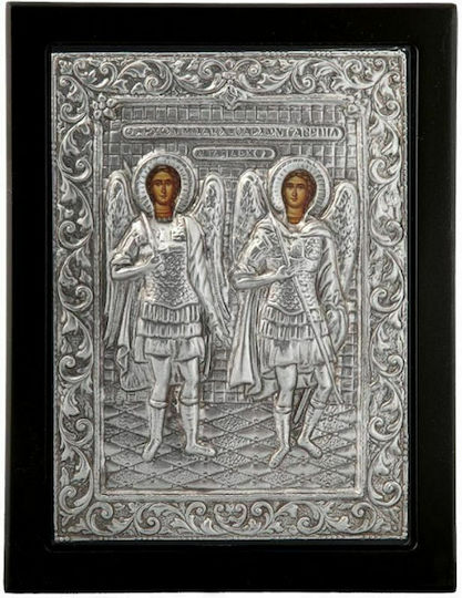 Image of Archangels Michael and Gabriel 19x24 Made of Noble Metals Has Undergone Special Treatment Remains Unchanged Over Time